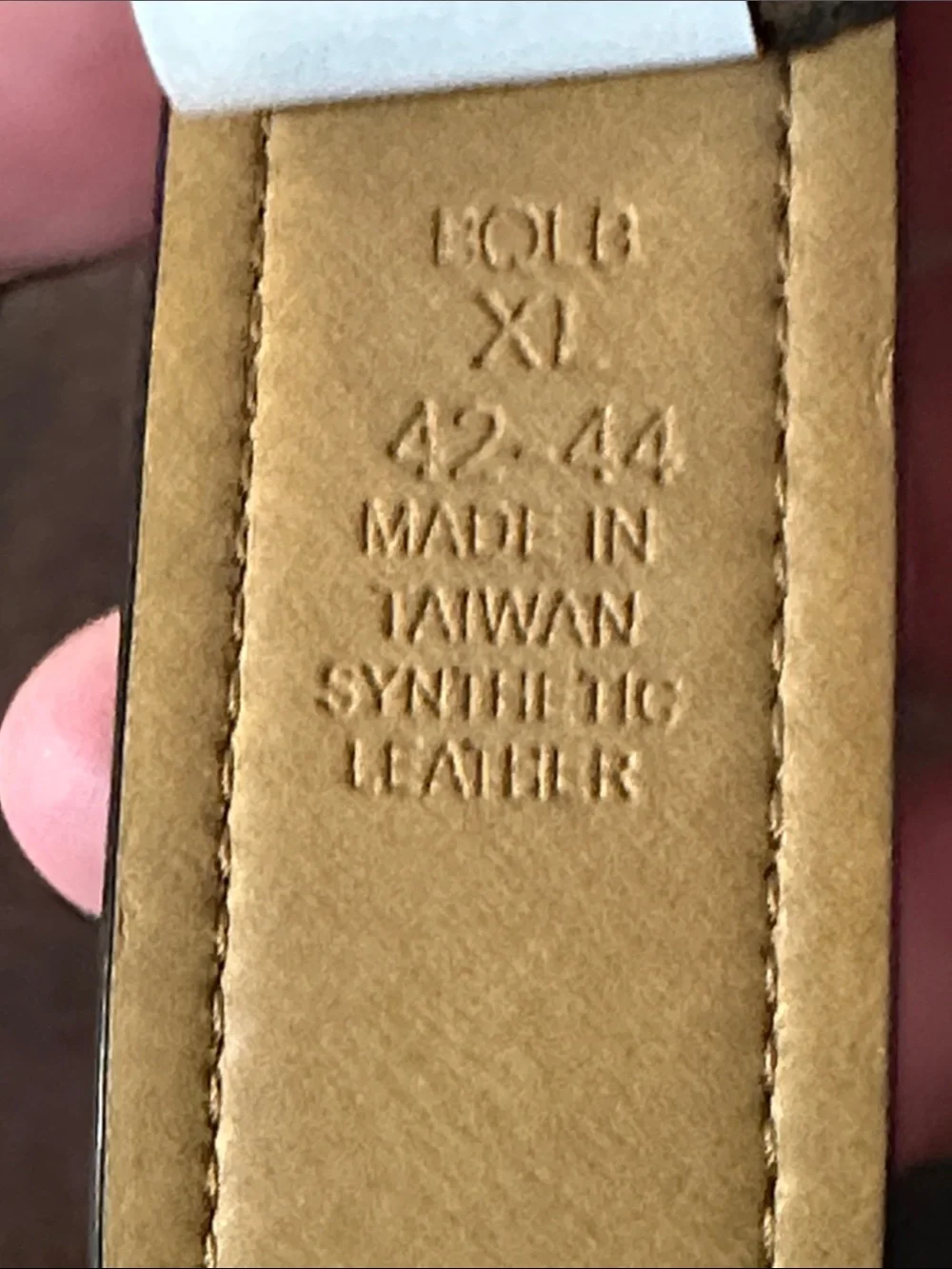 Stafford Brown faux Leather Belt with Brass-Tone Buckle